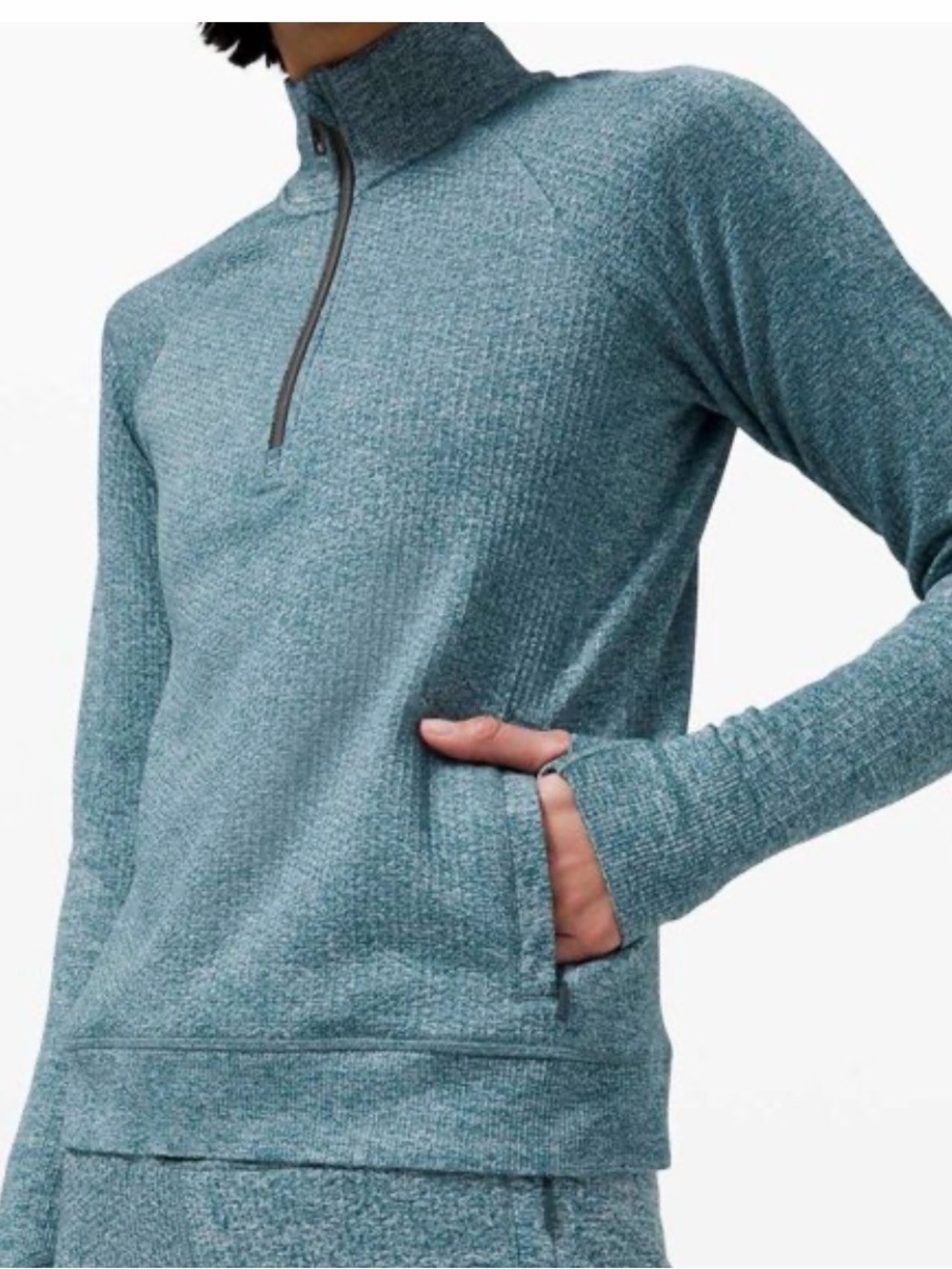 Women’s Lululymenon Lightweight Quarter-Zip sweatshirt merino wool in Teal small